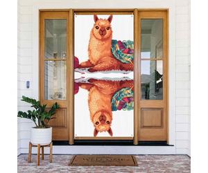 Cozy Knitting Llama Door Covers Decorative - Decorazioni per porte per interni ed esterni, primavera/estate/autunno/inverno, decorazioni natalizie di Halloween