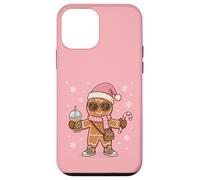 Cozy Leopard Gingerbread Holding Ice Coffee and Candy Xmas Custodia per iPhone 12 mini