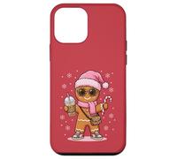 Cozy Leopard Gingerbread Holding Ice Coffee and Candy Xmas Custodia per iPhone 12 mini
