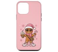 Cozy Leopard Gingerbread Holding Ice Coffee and Candy Xmas Custodia per iPhone 12 mini