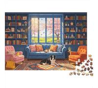 Cozy Library Puzzles 1000 Pezzi Riciclato Reading Nook Senior Puzzles Accessori per Giochi di Festa Ottima Idea Regalo per la Famiglia e gli Amici Compleanni 38x26cm/1000pcs