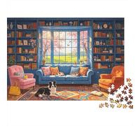 Cozy Library Room Puzzle 1000 Pezzi Materiale Riciclato Reading Nook Puzzle per Bambini Regalo Divertente & Activity for Casa Ideal per il Compleanno del Bambino Gift 52x38cm/1000pcs