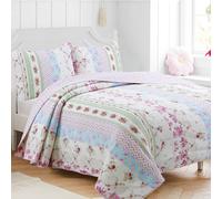 Cozy Line Home Fashions 100% cotone patchwork floreale a righe reversibile set di biancheria da letto copriletto copriletto Wild Rose Twin - 2 pezzi