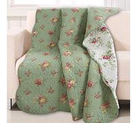 Cozy Line Home Fashions Copriletto trapuntato vintage con motivo floreale, 100% cotone, reversibile, per tutte le stagioni (fiori)