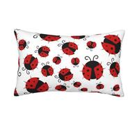 Cozy Luxury - Federa per cuscino in peluche con cerniera, motivo coccinella rossa, divertente stampa cartone animato, ultra morbido, per camera da letto e decorazione della casa, 35,6 x 50,8 cm