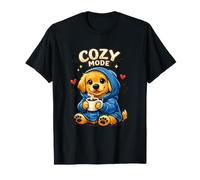 Cozy Mode Golden Retriever Coffee Dog Lover Maglietta