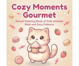 Cozy Moments Gourmet: Kawaii Coloring Book of Cute Animals | Bold and Easy Patterns | Cute, Simple, and Easy-to-Color World of Cats, Rabbits, Bears, ... Food-Loving Characters | For Adults and Teens