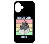 Cozy Mystery Black Cats Rule Cute Smoking Cat in scatola Custodia per iPhone 16