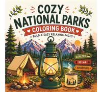 Cozy National Parks Coloring Book: Bold & Easy Relaxing Pages Featuring Cozy Camping Scenes, Cute Wildlife, Scenic Mountains, Cabins, Campfires, ... Escapes for Adults, Teens and Older Kids