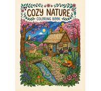 COZY NATURE COLORING BOOK: Relexing woodland scenes , cute animals , charming cabins & stress relief coloring pages for adults, teens and nature lovers.