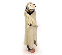 COZY NOXXIEZ Coperta morbida con cappuccio, per bambini, unisex, marrone, animale, pile, morbida, calda, leggera, multiuso, casa, viaggio, outdoor, campeggio, tutte le stagioni