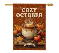 Cozy October Fruits Cider Citazione Autumn House Flag 71 x 101 cm