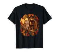 Cozy Owl Reading Nook Autunno Foresta Biblioteca Maglietta