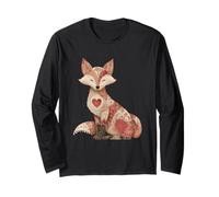 Cozy Patchwork Fox con Cuore Rustico Woodland Maglia a Manica