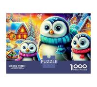 Cozy Penguins Puzzle in Cartone Extra Spesso Da 1000 Pezzi, Winter Village, Relax Mentale, Regalo Divertente, Attività, Decorazione Parete, Arte Per La Casa 38x26cm/1000pcs