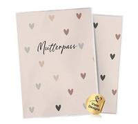 Cozy Racoon Custodia in 3 pezzi per il libretto di maternità tedesco, custodia di alta qualità per il libretto di maternità, Cuori naturali, Deutschland Mutterpass