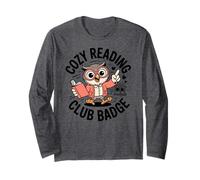 Cozy Reading Club Badge Owl Reader Carino Maglia a Manica