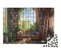 Cozy Reading Nook Pacchetto Puzzle 1000 Pezzi Carta Ecologica Per Anziani, Puzzle Allenamento Mentale, Puzzle Da Viaggio, Regalo Natale Per Nonni 52x38cm/1000pcs