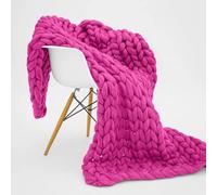 Cozy Rose Red Chunky Knit Blanket Queen - Fatto a mano lavabile in lavatrice caldo treccia coperta lavorata a maglia per divano letto e decorazione della casa - traspirante 120 x 180 cm