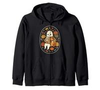 Cozy Sad Ghost Guinea Pig Autunno Autunno Halloween Coffee Lover Felpa con Cappuccio