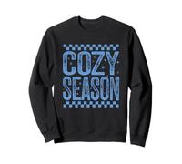 Cozy Season Retro Inverno Blu A Scacchi Felpa