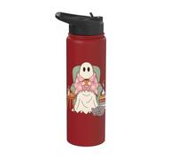 Cozy Sheet Ghost Reading Nook Halloween Fall Vibes Stainless Steel Insulated Water Bottle