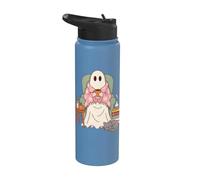 Cozy Sheet Ghost Reading Nook Halloween Fall Vibes Stainless Steel Insulated Water Bottle