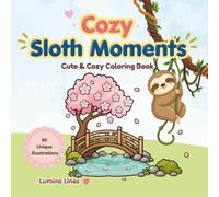 Cozy Sloth Moments: Bold and Easy Cozy Coloring Book for Adults and Kids with Simple Designs for Stress Relief and Relaxation