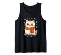 Cozy Snow Season Cute Kawaii Winter Cat with Scarf Canotta