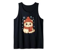 Cozy Snow Season Cute Kawaii Winter Cat with Scarf Canotta