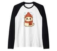 Cozy Snow Season Cute Kawaii Winter Cat with Scarf Maglia con Maniche Raglan