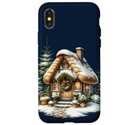 Cozy Snowy Cottage con Ghirlanda di Natale Custodia per iPhone X/XS