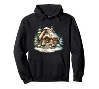 Cozy Snowy Cottage con Ghirlanda di Natale Felpa con Cappuccio