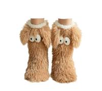 Cozy Socks - Calzini invernali da donna, caldi e pelosi, antiscivolo, con graziosi occhi grandi, foderati in peluche, morbidi e accoglienti, per il freddo, per casa e salotto, per donne e ragazze, A