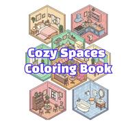 Cozy Spaces Coloring Book: Cute Isometric Rooms and Daily Life Scenes