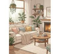 Cozy Spaces Coloring Book for Adults: Relaxing and Stress-Relief Coloring Pages Featuring Cozy Rooms, Cafés and Calm Corner