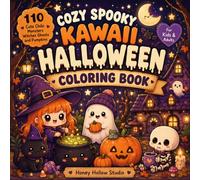 Cozy Spooky Kawaii Halloween Coloring Book: 110 Cute Chibi Monsters Witches Ghosts and Pumpkins for Kids and Adults 8 x 8