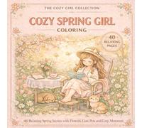 Cozy Spring Girl Coloring: 40 Relaxing Spring Scenes with Flowers, Cute Pets and Cozy Moments