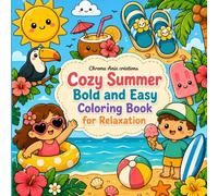 Cozy Summer Bold and Easy Coloring Book for Relaxation: 50 Simple Summer Vacation Designs for Adults, Teens , Kids & Seniors, Beach Picnic & Tropical Vibe Line Art for Stress Relief