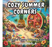 COZY SUMMER CORNERS: Coloring Book for Adults and Teens with 40+ Cute and Cozy Designs of Tiny Tropical Rooms, Beach Cafés and Relaxing Summer Spaces