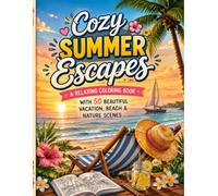 Cozy Summer Escapes: A Relaxing Coloring Book with 50 Beautiful Beach, Vacation & Nature Scenes for Adults and Teens