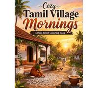 Cozy Tamil Village Mornings: Stress Relief Coloring Book with Peaceful Sunrise Scenes, Kolam Art & Simple Rural Life