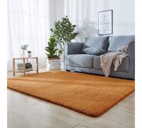 Cozy Tappeto a pelo lungo giallo 140 x 190 cm, tappeto antiscivolo, per soggiorno, cuscino per divano e sedia, elegante decorazione per la casa