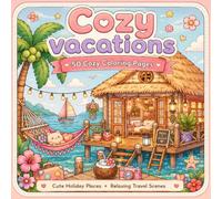 Cozy Vacations Coloring Book: Cute and Relaxing Travel Scenes with Beaches, Cabins, Cafés and Holiday Places