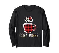 Cozy Vibes Buffalo Plaid Coffee Lover Bevanda Calda Maglia a Manica