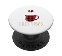 Cozy Vibes Buffalo Plaid Coffee Lover Bevanda Calda PopSockets PopGrip Adesivo