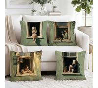 Cozy Window Reading Moments - Set di 4 federe per cuscino da donna, 30,5 x | Lettori di libri, federe per cuscini, scene serene per finestre, stile di vita rilassante, atmosfera tranquilla della casa