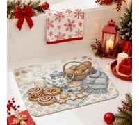 Cozy Winter Breakfast Illustration Cinnamon Rolls Tappeto da bagno 40,6 x | Tappeto da bagno, sciarpa lavorata a maglia, morbida flanella, decorazione per il bagno stagionale, stile cucina