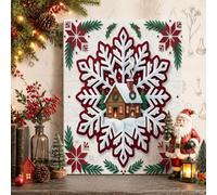 Cozy Winter Cabin Snowflake Christmas Canvas Wall Art 16x20