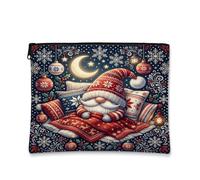 Cozy Winter Gnome Illustrazione Natale Makeup Bag 7x9 pollici